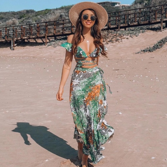 Boho Boutique Other - HP!!!🌺Adorable Tropical Ruffle Swimsuit Set🌴